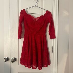 Red lace homecoming dress